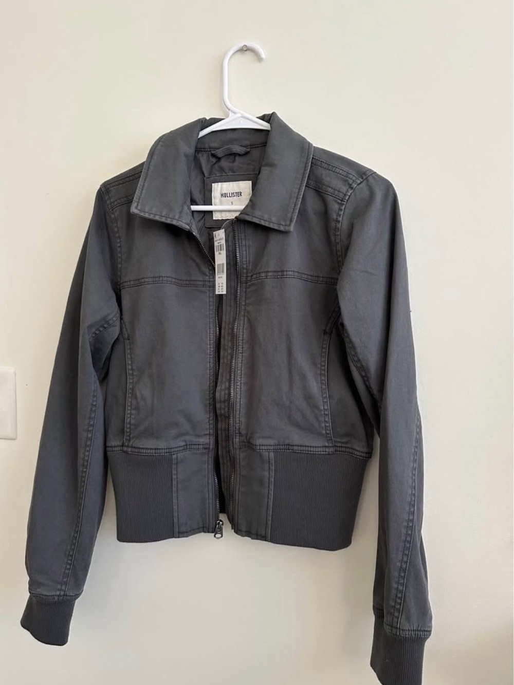 Hollister Women's Dark Gray Bomber Jacket